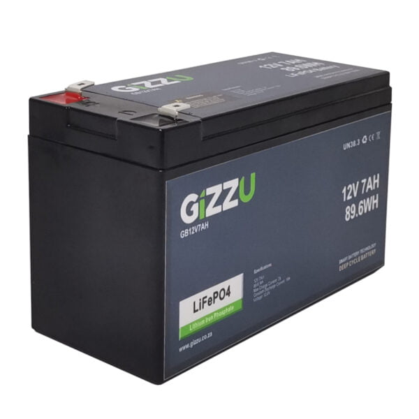 The Gizzu 12V 7Ah Lithium-Iron Phosphate (LiFePO4) Battery is the perfect replacement solution for devices and machines relying on lead batteries