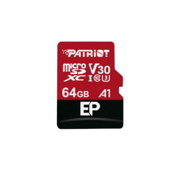 Enhance your Android's speed and storage with the Patriot EP V30 A1 64GB microSDXC Card. It offers A1 App Classification rating accompanied by read speeds of up to 100MB/s and write speeds of up to 80MB/s.