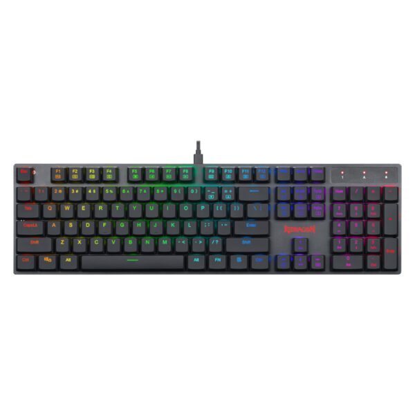 Get ahead of the game with the Redragon K535 Apas Slimline 104 Key RGB Mechanical Gaming Keyboard. It features 104 mechanical keys