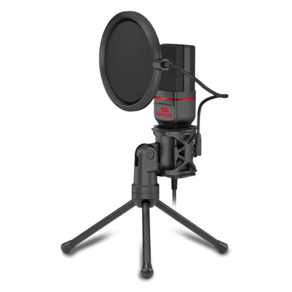 The Redragon Seyfert Omnidirectional 3.5mm AUX Condenser Mic & Tripod is perfect for entry level recording and broadcasts. It features an omnidirectional condenser microphone