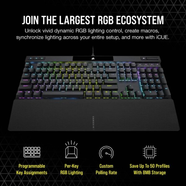 Corsair K70 PRO RGB Optical-Mechanical Gaming Keyboard - Corsair OPX switches - Black - Image 48