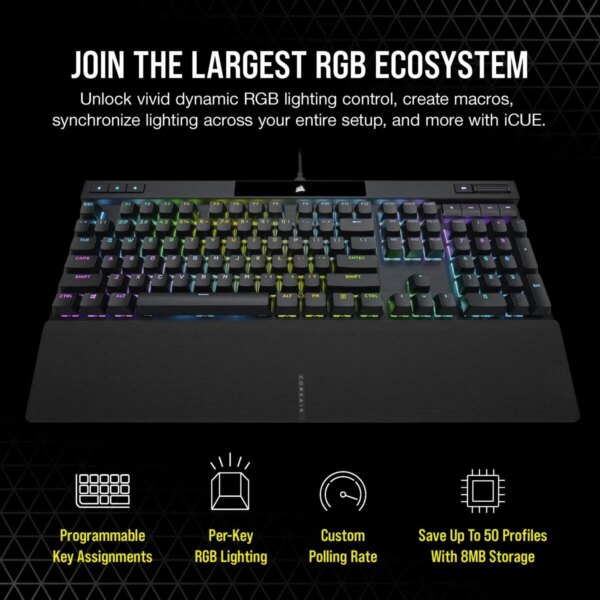 Corsair K70 PRO RGB Optical-Mechanical Gaming Keyboard - Corsair OPX switches - Black - Image 45