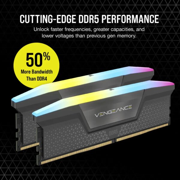 Corsair VENGEANCE RGB DDR5 32GB (2 x 16GB) DDR5 5200 CL40-40-40-77 1.25V Intel XMP & AMD EXPO - GREY. - Image 13