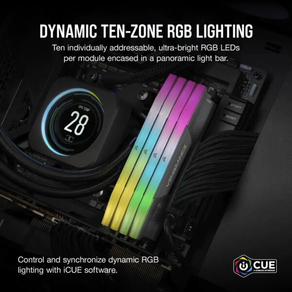 Corsair VENGEANCE RGB DDR5 32GB (2 x 16GB) DDR5 5200 CL40-40-40-77 1.25V Intel XMP & AMD EXPO - GREY.