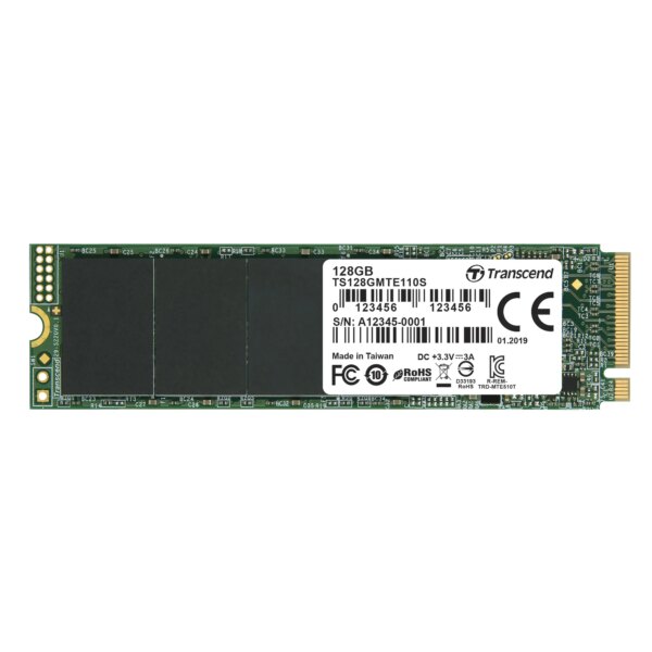 TRANSCEND 128GB  MTE110S PCI-E GEN 3x4 M.2 2280 SSD 3D TLC - 1500 MB/s Read 550 MB/s Write - 50 TBW