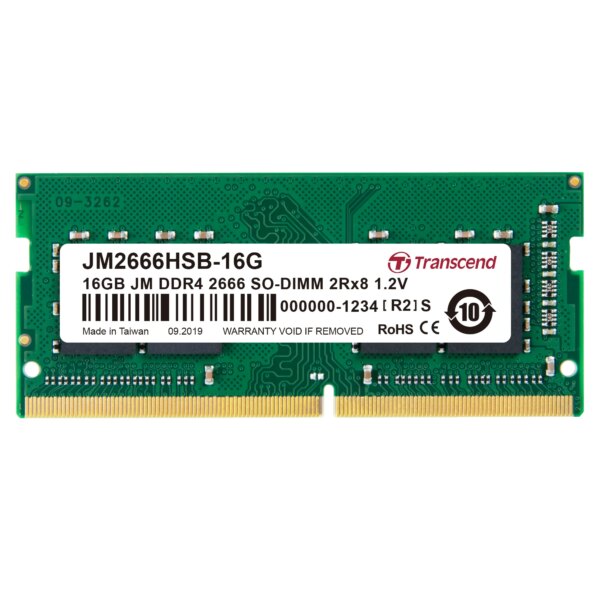 TRANSCEND 16GB JET MEMORY DDR4 2666MHZ NOTEBOOK DUAL RANK SO-DIMM 2RX8 1GX8 CL19 - Image 3