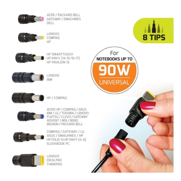 Port Connect 90W Notebook Adapter Universal - Black - Image 5