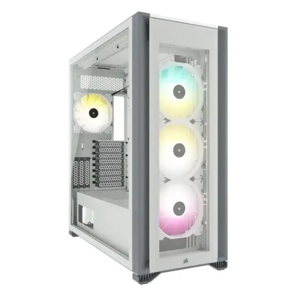 7000X RGB White Tempered Glass Mid-Tower; 6x 3.5'' |  3x 2.5'' Drive Bays; 480mm Radiator Compatible; 4x 140mm RGB Fans incl