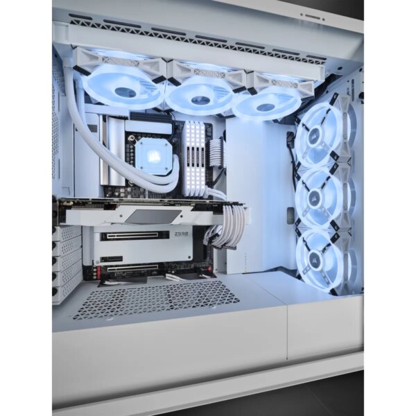 iCUE 5000X RGB QL Edition True White Mid-Tower ATX Case; 2x 3.5'' |  4x 2.5'' Drive Bays; Up to 360mm Radiator compatible. - Image 6