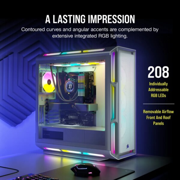 5000T RGB White Tempered Glass Mid-Tower; 2x 3.5'' |  4x 2.5'' Drive Bays; Up to 360mm Radiator compatible; 4x 120mm fan incl - Image 9