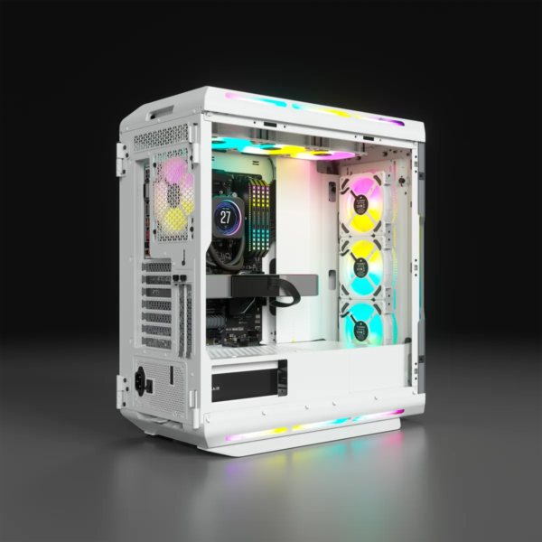 5000T RGB White Tempered Glass Mid-Tower; 2x 3.5'' |  4x 2.5'' Drive Bays; Up to 360mm Radiator compatible; 4x 120mm fan incl - Image 8