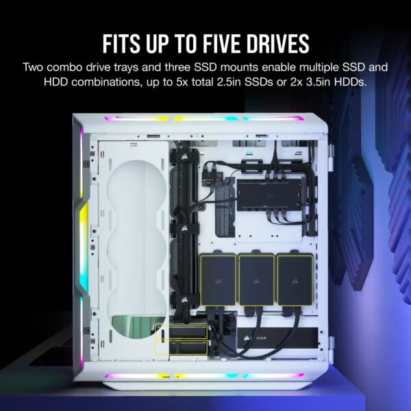 5000T RGB White Tempered Glass Mid-Tower; 2x 3.5'' |  4x 2.5'' Drive Bays; Up to 360mm Radiator compatible; 4x 120mm fan incl - Image 12