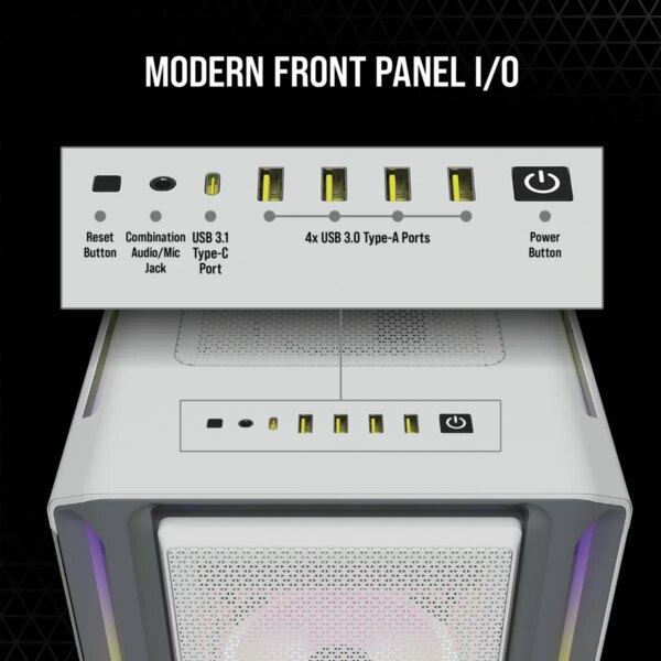 5000T RGB White Tempered Glass Mid-Tower; 2x 3.5'' |  4x 2.5'' Drive Bays; Up to 360mm Radiator compatible; 4x 120mm fan incl - Image 14