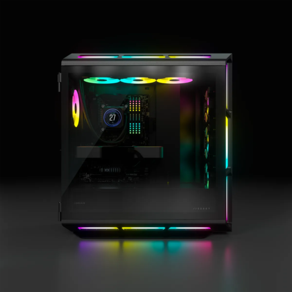 5000T RGB Black Tempered Glass Mid-Tower; 2x 3.5'' |  4x 2.5'' Drive Bays; Up to 360mm Radiator compatible; 4x 120mm fan incl