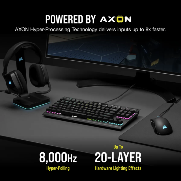 Corsair K70 RGB TKL Optical-Mechanical Gaming Keyboard; Backlit RGB LED; CORSAIR OPX Keyswitches; Black - Image 3