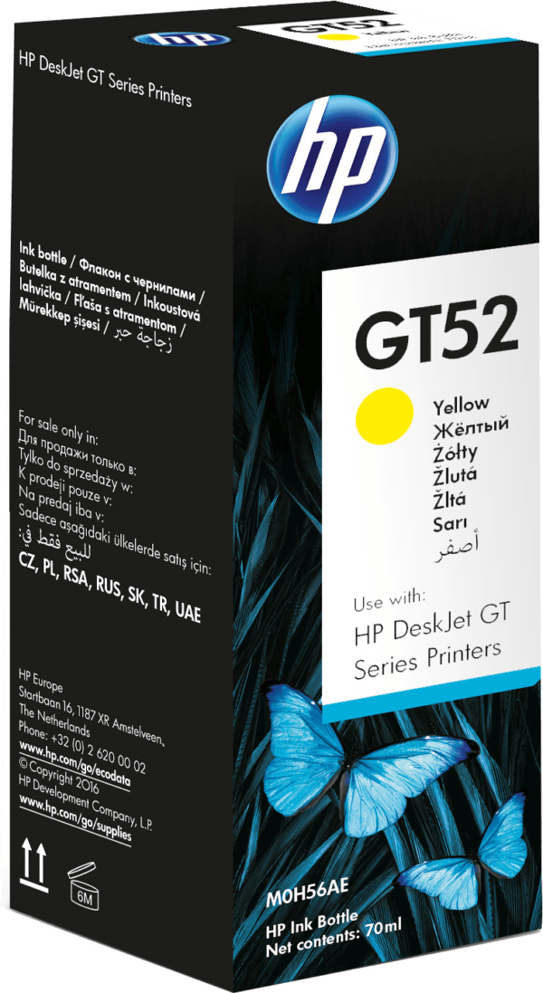 HP GT52 YELLOW ORIGINAL INK BOTTLE