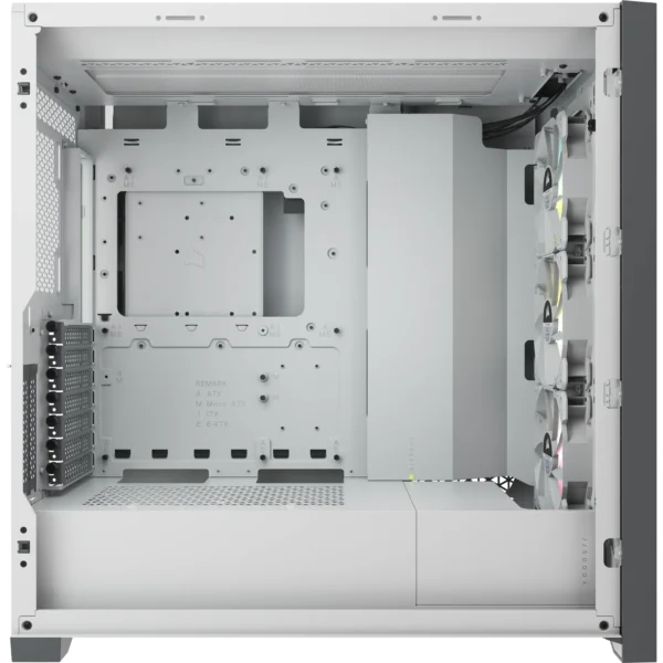5000X RGB White Tempered Glass Mid-Tower; 2x 3.5'' |  4x 2.5'' Drive Bays; Up to 360mm Radiator compatible; 3x 120mm fan incl - Image 7