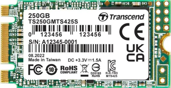 TRANSCEND 250GB MTS425S M.2 SATA 3 2242 SSD - CACHELESS TLC