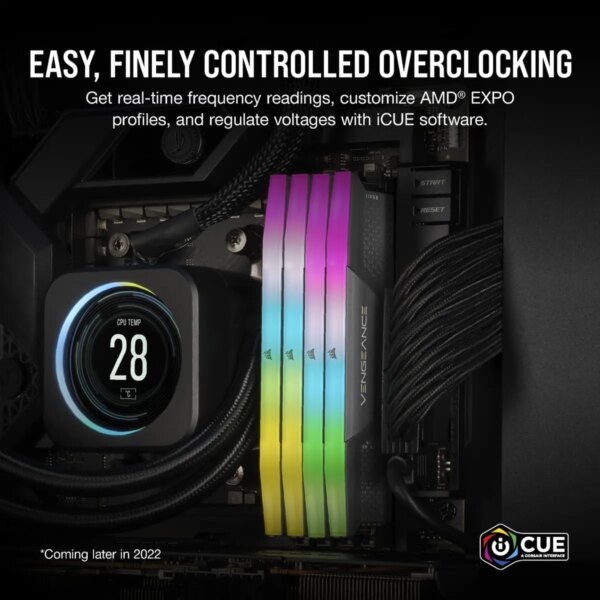 Corsair VENGEANCE RGB DDR5 64GB (2x32GB) DDR5 5200 CL40-40-40-77 1.25V AMD EXPO & Intel XMP - Grey.