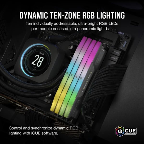 Corsair VENGEANCE RGB DDR5 64GB (2x32GB) DDR5 5200 CL40-40-40-77 1.25V AMD EXPO & Intel XMP - Grey. - Image 17