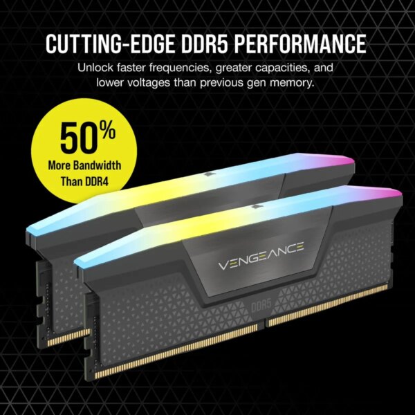 Corsair VENGEANCE RGB DDR5 64GB (2x32GB) DDR5 5200 CL40-40-40-77 1.25V AMD EXPO & Intel XMP - Grey. - Image 15
