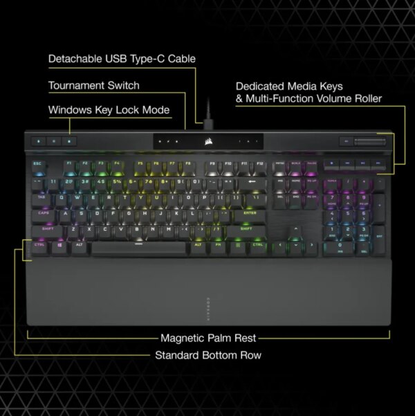 Corsair K70 RGB PRO Mechanical Gaming Keyboard - CHERRY MX SPEED Silver Keyswitches - Black - Image 3