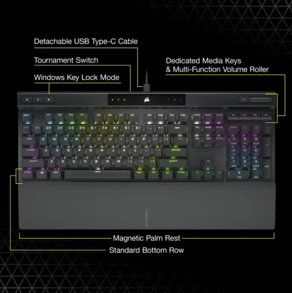 Corsair K70 RGB PRO Mechanical Gaming Keyboard - CHERRY MX SPEED Silver Keyswitches - Black - Image 34