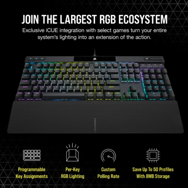 Corsair K70 RGB PRO Mechanical Gaming Keyboard - CHERRY MX SPEED Silver Keyswitches - Black - Image 21