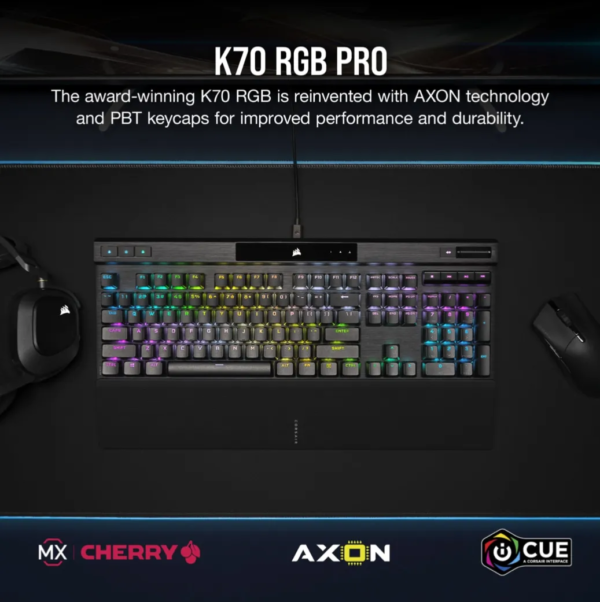 Corsair K70 RGB PRO Mechanical Gaming Keyboard - CHERRY MX SPEED Silver Keyswitches - Black - Image 9