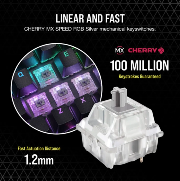 Corsair K70 RGB PRO Mechanical Gaming Keyboard - CHERRY MX SPEED Silver Keyswitches - Black - Image 13