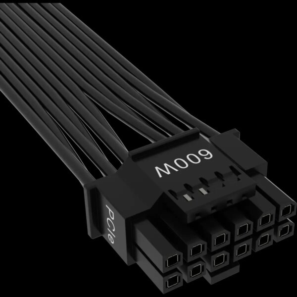 Corsair Premium Individually Sleeved 12+4pin PCIe Gen 5 12VHPWR 600W cable; Type 4; Black.